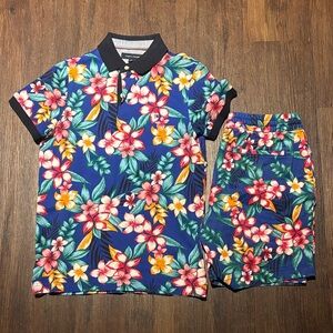 Floral Mens Tommy Hilfiger Shirt and Shorts Set